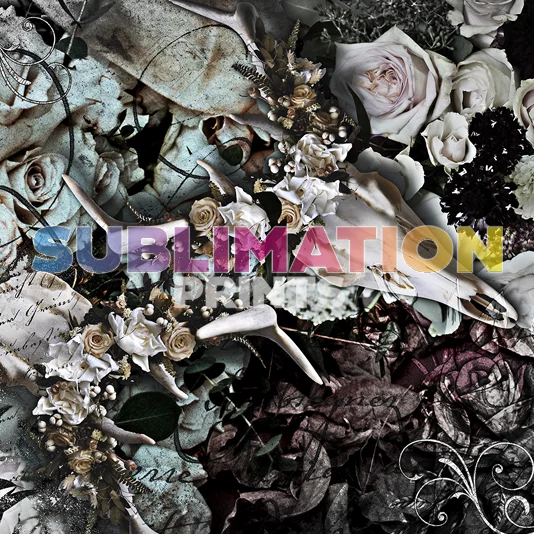 Decoupage Print – Floral Skulls Purple