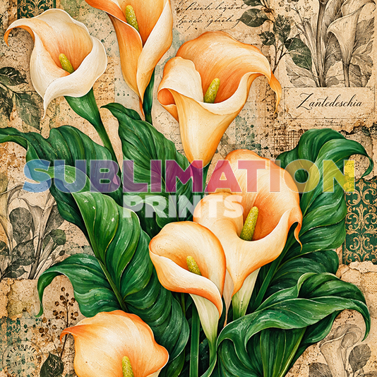 Arum lilies Zantedeschia decoupage print - botanical illustration design