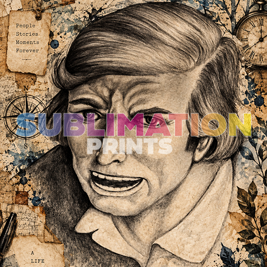Danie decoupage print - sepia male portrait design