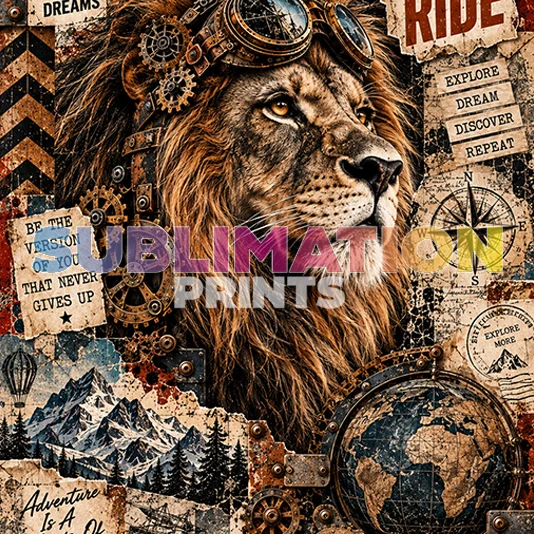 Steampunk 2 decoupage print - life is a beautiful ride lion collage art