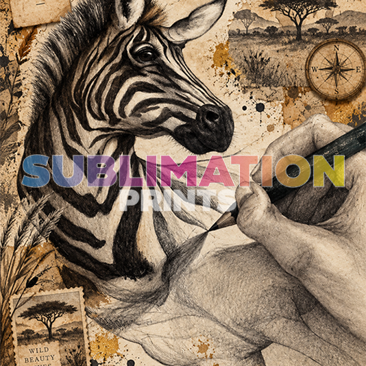 Zebra decoupage print - African safari sketch design