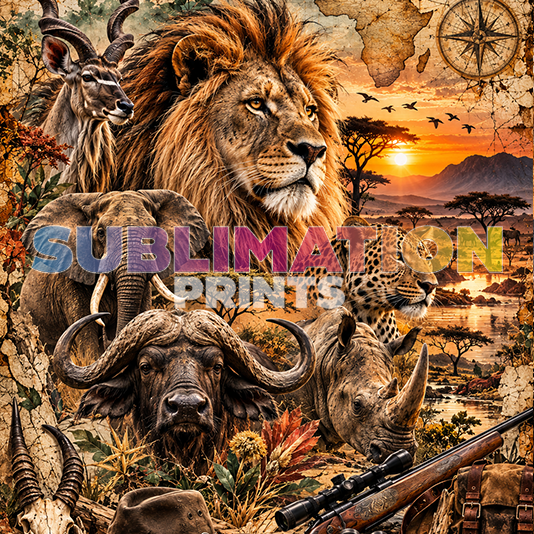 Hunting Big 5 decoupage print
