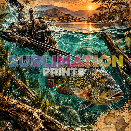 Hunting Fish decoupage print